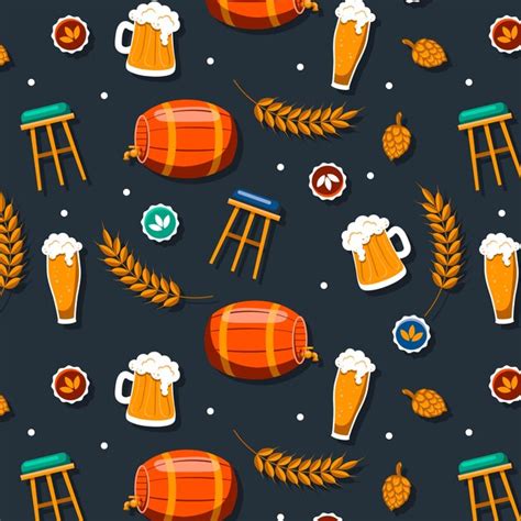 Free Vector | Hand drawn beer bar pattern design