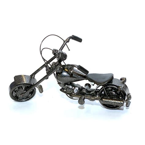 Harley Davidson Motorcycle Metal Sculpture 18cm Gray Small M09