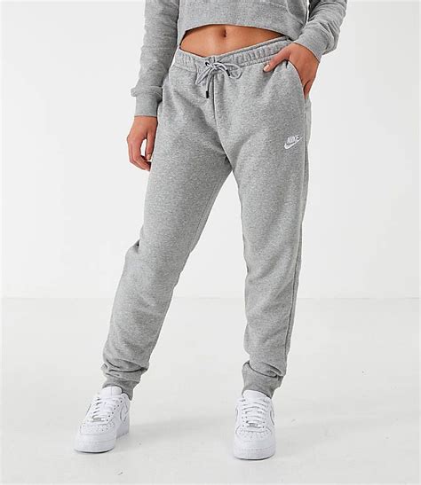 Front View Of Women S Nike Sportswear Essential Jogger Pants In Grey White Nike Sweats Outfit