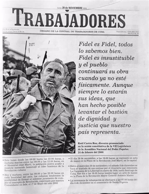 Los Diarios Del Régimen Cubano En El Día De La Despedida A Fidel Castro Infobae