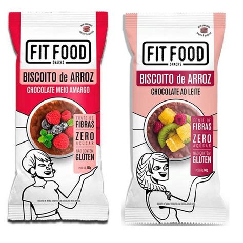 Kit Biscoito De Arroz Chocolate Meio Amargo 60gr Biscoito De