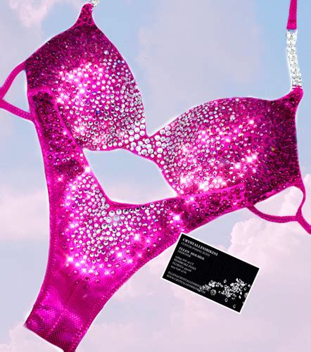 Hot Pink Sparkle Wellness Competition Bikini Crystallinibikini