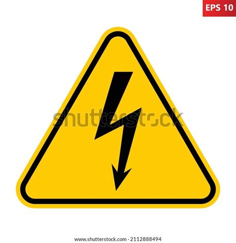 Electricity Warning Sign Vector Illustration Yellow Stock Vector ...