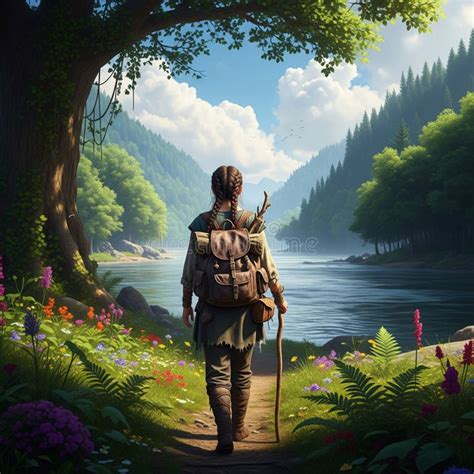 ai generated image   lone medieval fantasy traveller walking