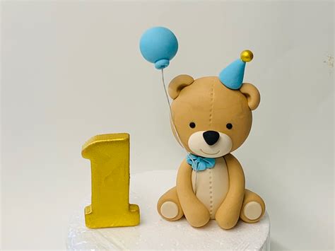 Fondant Teddy Bear With Balloons Birthday Cake Cake Topper Atelier