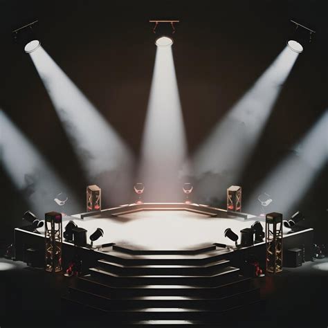 Premium Photo Empty Stage With Lighting Equipment On A Stage