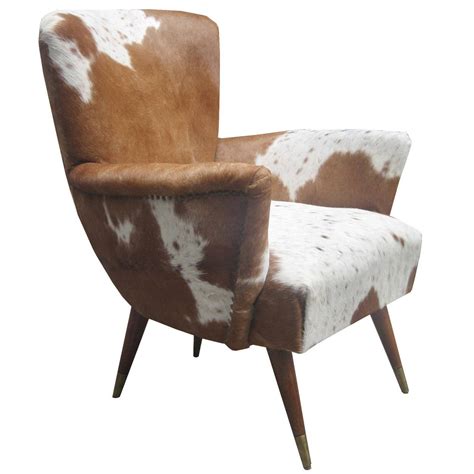 Pair Of Modernist Italian Cowhide Chairs At 1stdibs Cowhide Armchairs