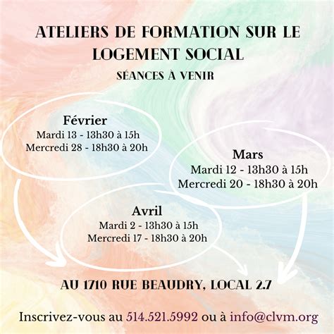 Prochains ateliers sur le logement social Comité logement Ville Marie