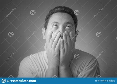 Depressed Man Covering His Face Stock Image Image Of Asian Pensive