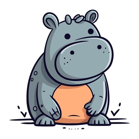 Hippopotame Mignon Assis Sur L illustration Vectorielle De Dessin Animé