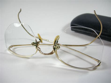 Vintage Eyeglasses Frame Rimless K Gold Fill S Gem