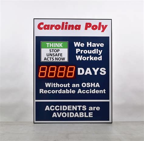 Days without Accident Sign with One Large Display