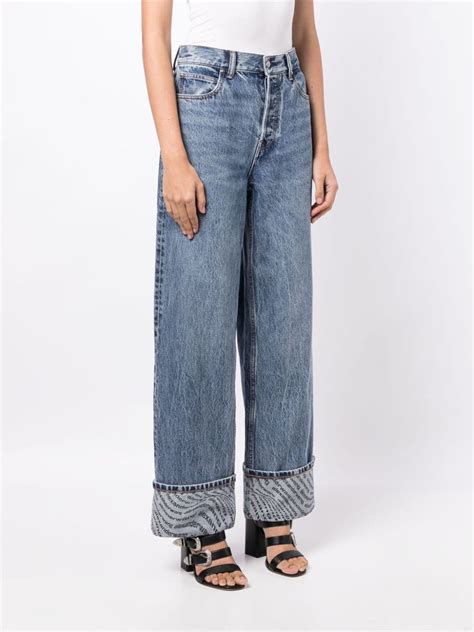 Alexander Wang Logo Print Wide Leg Jeans Farfetch