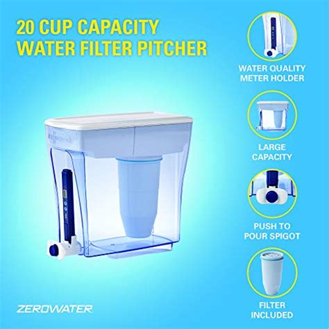 Zerowater Zd 20rp 20 Cup Ready Pour Water Filter Dispenser Blue