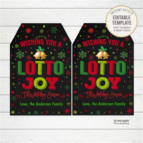 Christmas Lottery Gift Tag Printable Wishing You A Lotto Joy Etsy