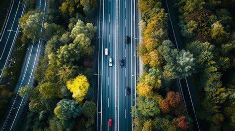 Premium Photo Aerial View Of Highway At Rush Hour By Day