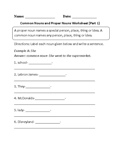 Nouns Worksheets Proper And Common Nouns Worksheets