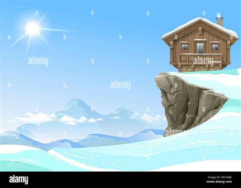 Alpine Chalet House In The Snowy Mountains Ski Resort Banner