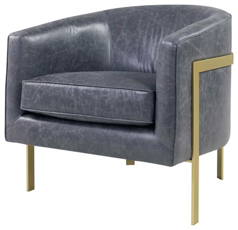 Arnout Bonded Leather Accent Chair Gold Legs Vintage Midnight