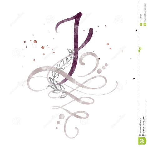 Hand Drawn Calligraphy Letter J Watercolor Script Font Isolated