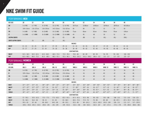 Swim Fit Size Chart Nike Download Printable Pdf Templateroller