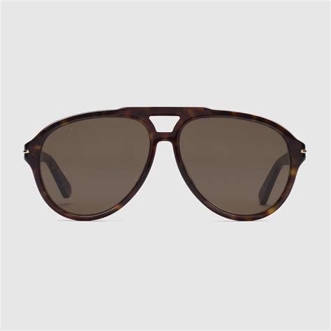 Navigator Frame Sunglasses In Tortoiseshell Acetate Gucci Th