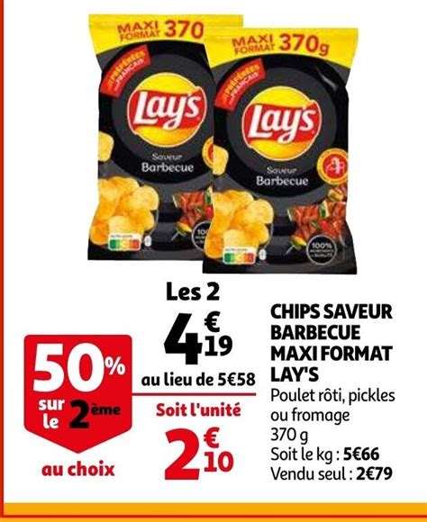 Lay S Chips Saveur Barbecue Maxi Format Les X G Promotie Bij Auchan