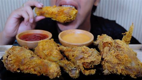 Asmr Fried Chicken Crunchy Eating Sounds Binh Asmr Youtube