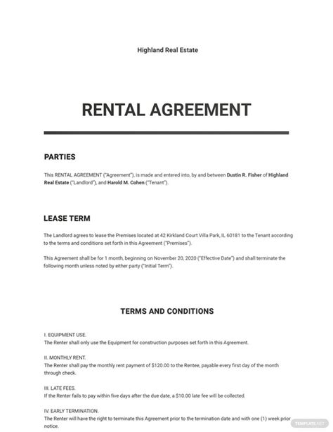 Lease Agreement Template Google Docs