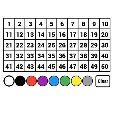 Interactive Number Chart 1 to 50 - Class Playground