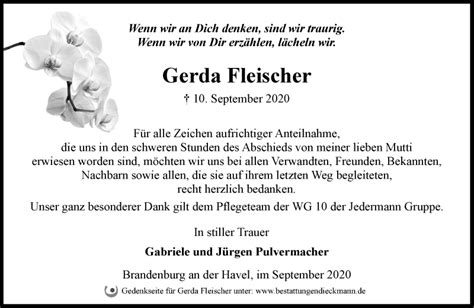 Traueranzeigen Von Gerda Fleischer M Rkische Onlinezeitung Trauerportal