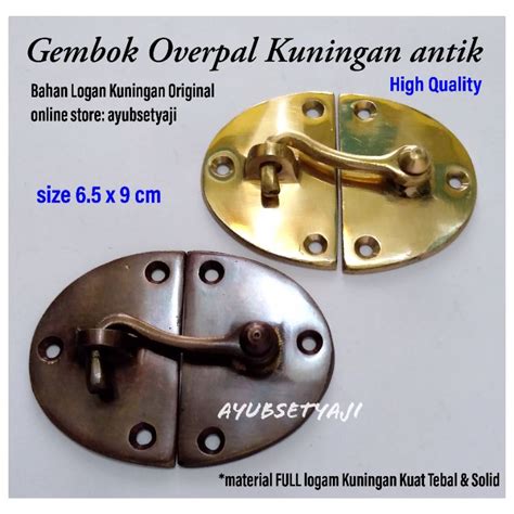 Jual Gembok Kuningan Grendel Kait Antik Pengunci Pintu Rumah Overpal