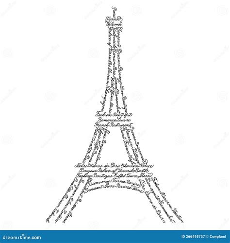 Calligraphic Illustration With Stylish Eiffel Tower Stock Vector