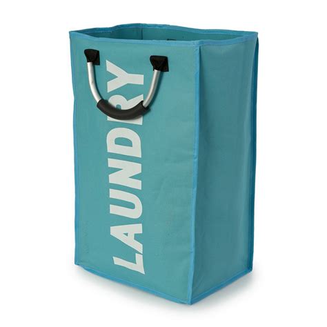 Blue & White Modern Laundry Bag with Silver Handles | Roman At Home