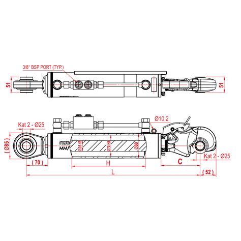 FK Söhnchen Barre de poussée hydraulique 2 2 avec crochet et rotule