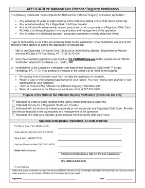 Form Pa Application National Sex Offender Registry