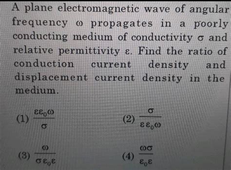 A plane electromagnetic wave of angular frequency ω propagates in a