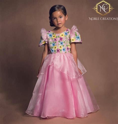 KIDS FILIPINIANA Ball Gown Handpainted Mestiza SantaCruzan Philippine ...