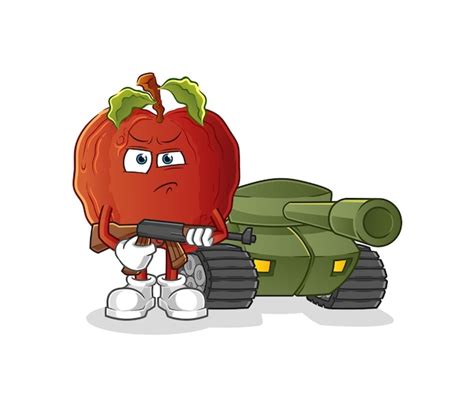 Le Soldat De La Pomme Pourrie Avec Un Personnage De Tank Vecteur De