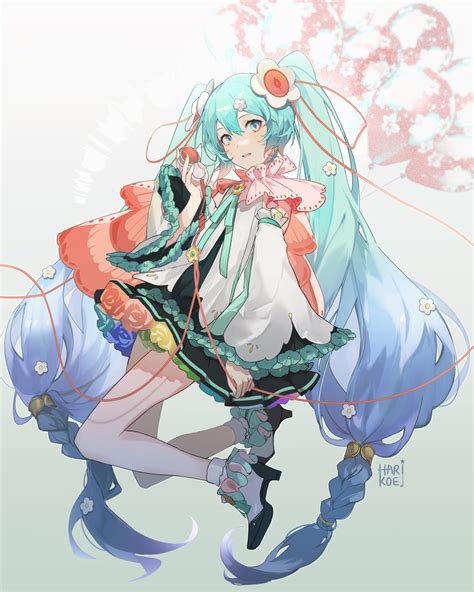 Safebooru 1girl Absurdly Long Hair Aqua Eyes Aqua Flower Aqua Hair