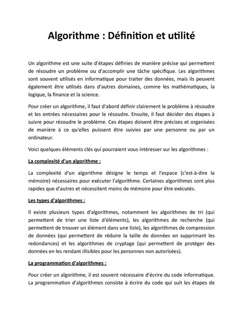 Algorithme Définition Et Utilité Les Algorithmes Sont Souvent