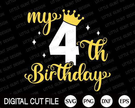 4th Birthday Svg My Fourth Birthday Svg Four Years Old Etsy India