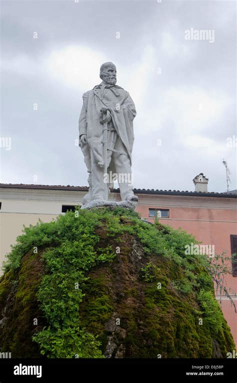 Marble Statue Of Giuseppe Garibaldi At Garibaldi Square In Iseo