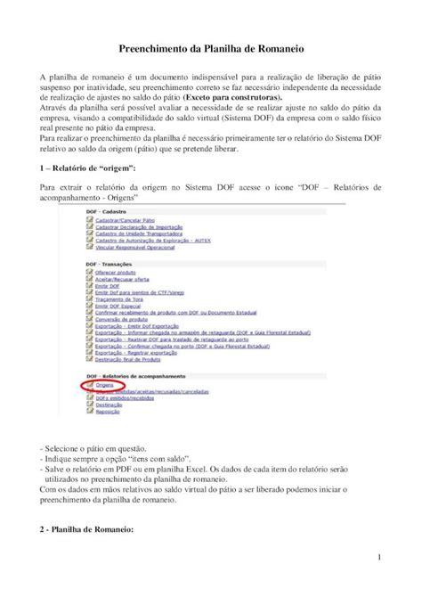 Pdf Preenchimento Da Planilha De Romaneio Microsoft A Planilha