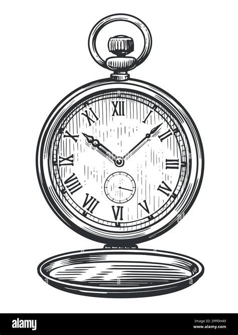 Mechanical Classic Pocket Watch Antique Old Clock Vintage Sketch