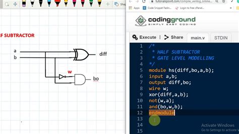 Half Subtractor Using Behavioral Modeling Verilog Hdl Program Hot Sex