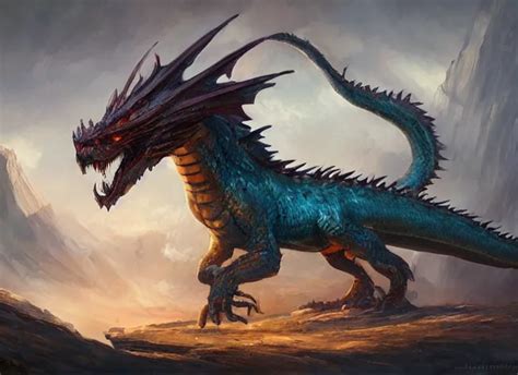 Concept Art Of Dragon Oil Painting By Jama Jurabaev Stable