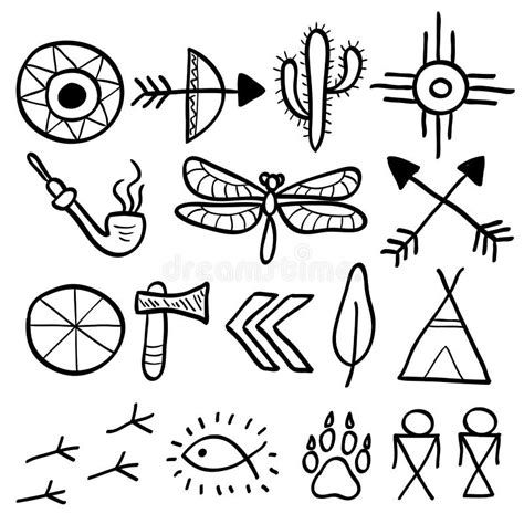 Hand Drawn Doodle Vector Native American Symbols Set Stock Vector - Image: 57727195