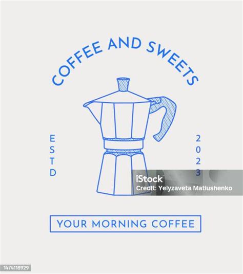 Coffee Template Moka Pot Line Art Stock Illustration Download Image