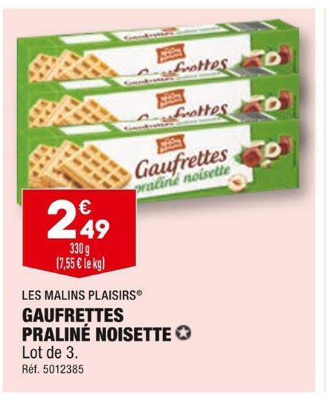 Promo Les malins plaisirs gaufrettes praliné noisette chez ALDI